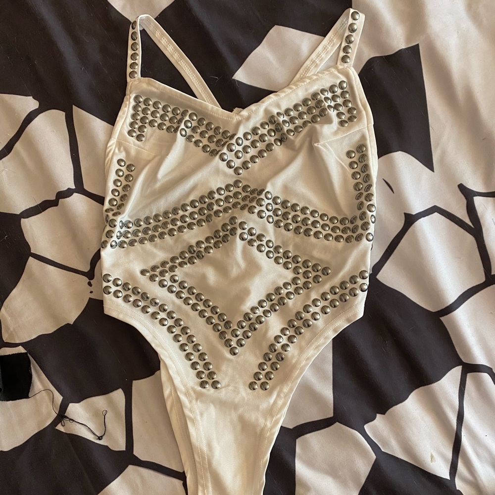 White studded bodysuit